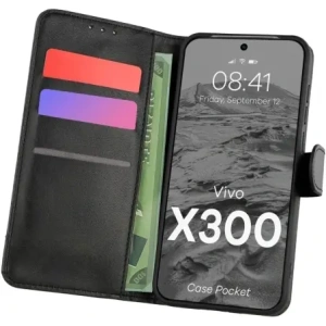 Etui z klapką Bizon Case Pocket do Vivo X300 czarne