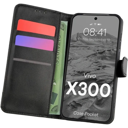Etui z klapką Bizon Case Pocket do Vivo X300 czarne