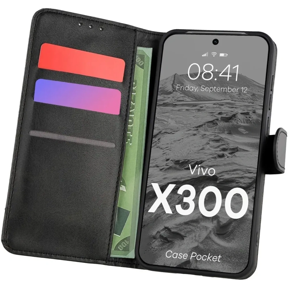 Etui z klapką Bizon Case Pocket do Vivo X300 czarne