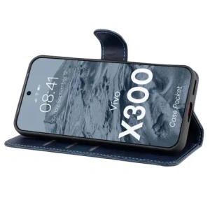 Etui z klapką Bizon Case Pocket do Vivo X300 granatowe