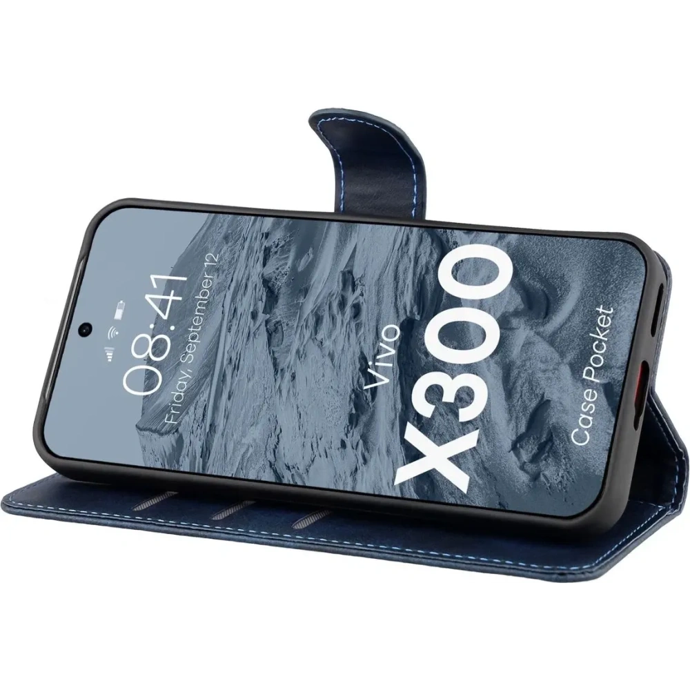 Etui z klapką Bizon Case Pocket do Vivo X300 granatowe