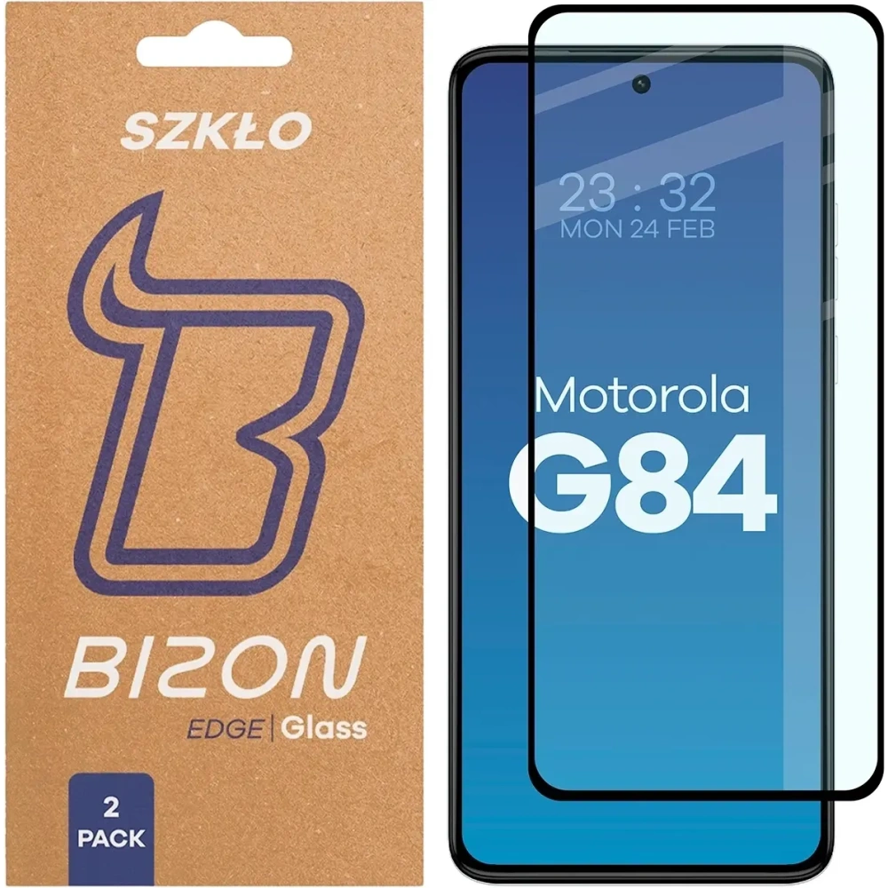 Szkło hartowane Bizon Glass Edge Duo do Motorola Moto G84 5G czarna ramka [2 PACK]