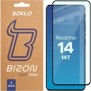 Szkło hartowane Bizon Glass Edge Duo do Realme 14 5G / 14T 5G czarna ramka [2 PACK]