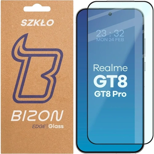 Szkło hartowane Bizon Glass Edge 2 do Realme GT 8 / GT 8 Pro czarna ramka