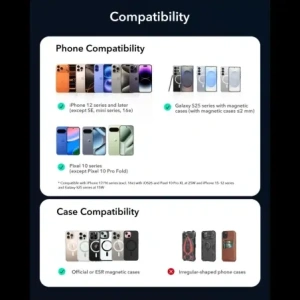 Uchwyt samochodowy do kratki z ładowarką bezprzewodową ESR OmniLock Cryoboost Magnetic MagSafe Vent Car Mount Wireless Charger Qi2.2 25W Black