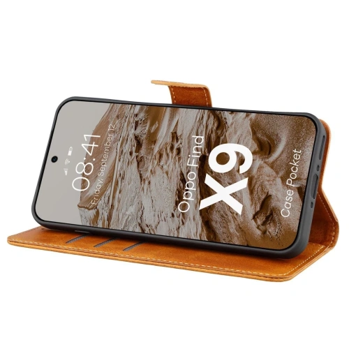 Etui z klapką Bizon Case Pocket do Oppo Find X9 brązowe