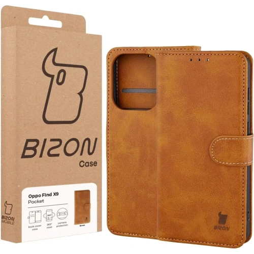 Etui z klapką Bizon Case Pocket do Oppo Find X9 brązowe