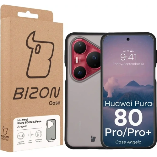 Etui Bizon Case Angelo do Huawei Pura 80 Pro / Pro Plus przydymione z czarną ramką