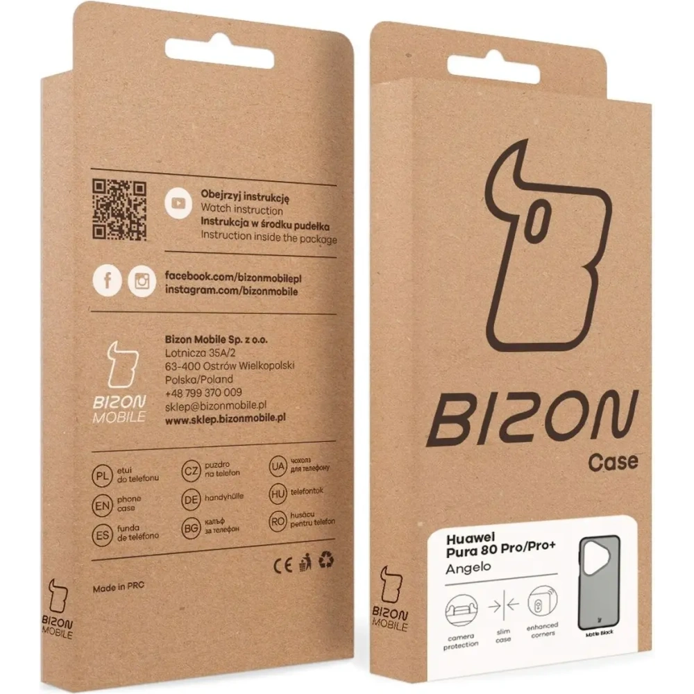Etui Bizon Case Angelo do Huawei Pura 80 Pro / Pro Plus przydymione z czarną ramką
