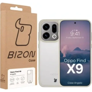 Etui Bizon Case Angelo do Oppo Find X9 półprzezroczyste z beżową ramką