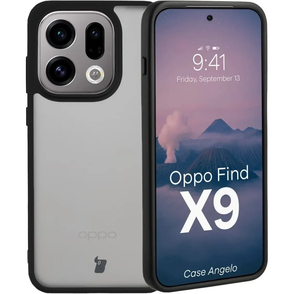 Etui Bizon Case Angelo do Oppo Find X9 przydymione z czarną ramką