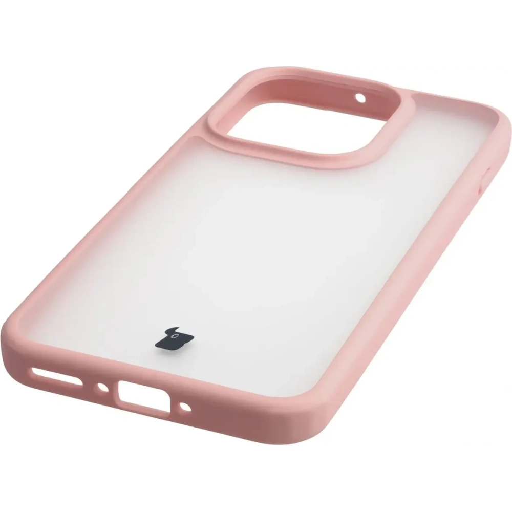 Etui Bizon Case Angelo do Oppo Find X9 półprzezroczyste z jasnoróżową ramką