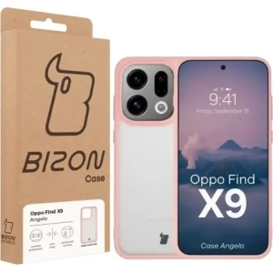 Etui Bizon Case Angelo do Oppo Find X9 półprzezroczyste z jasnoróżową ramką