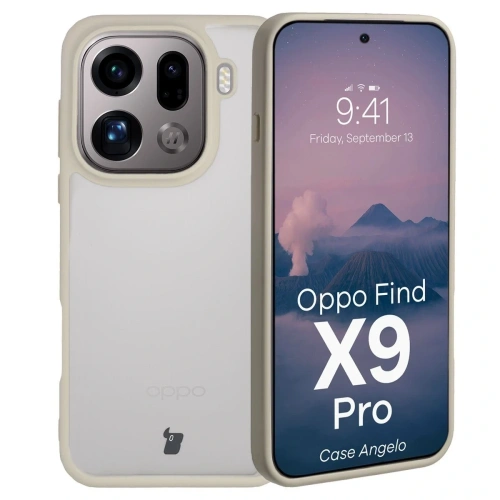 Etui Bizon Case Angelo do Oppo Find X9 Pro półprzezroczyste z beżową ramką