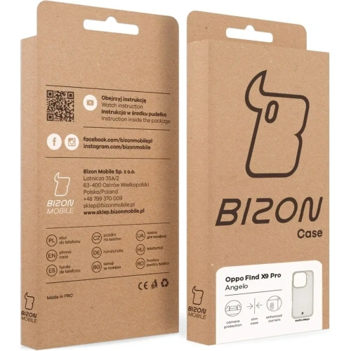 Etui Bizon Case Angelo do Oppo Find X9 Pro półprzezroczyste z beżową ramką