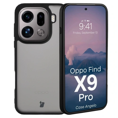 Etui Bizon Case Angelo do Oppo Find X9 Pro przydymione z czarną ramką