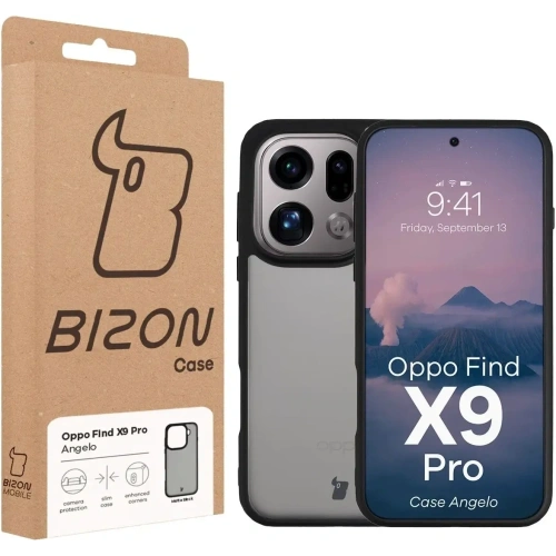Etui Bizon Case Angelo do Oppo Find X9 Pro przydymione z czarną ramką