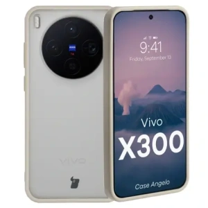 Etui Bizon Case Angelo do Vivo X300 półprzezroczyste z beżową ramką