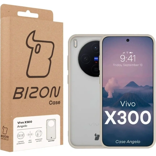 Etui Bizon Case Angelo do Vivo X300 półprzezroczyste z beżową ramką