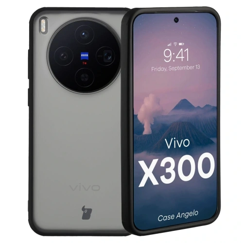 Etui Bizon Case Angelo do Vivo X300 przydymione z czarną ramką