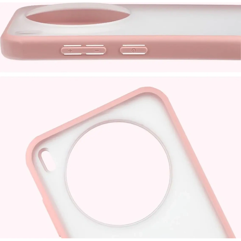 Etui Bizon Case Angelo do Vivo X300 półprzezroczyste z jasnoróżową ramką