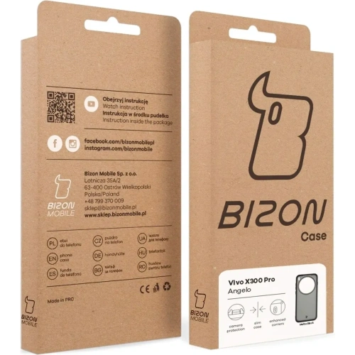 Etui Bizon Case Angelo do Vivo X300 Pro przydymione z czarną ramką