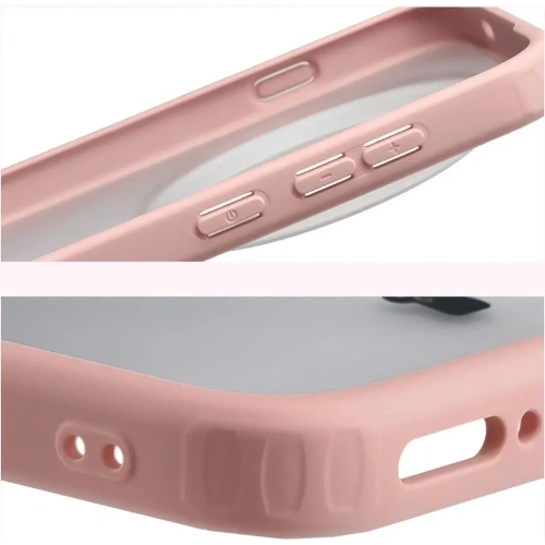 Etui Bizon Case Angelo do Vivo X300 Pro półprzezroczyste z jasnoróżową ramką