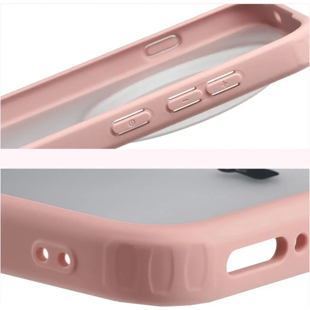 Etui Bizon Case Angelo do Vivo X300 Pro półprzezroczyste z jasnoróżową ramką