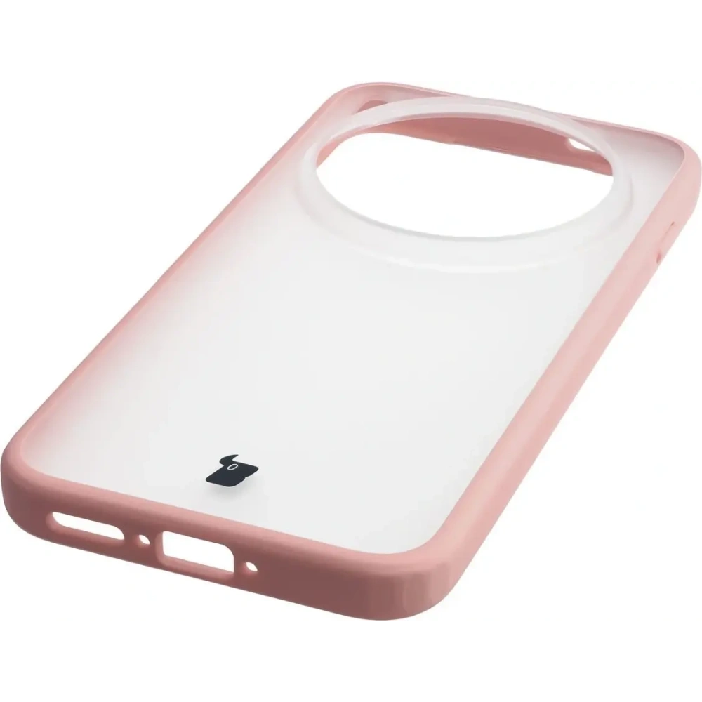 Etui Bizon Case Angelo do Vivo X300 Pro półprzezroczyste z jasnoróżową ramką