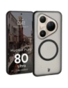 Etui z pierścieniem magnetycznym Bizon Case MatteO do Huawei Pura 80 Ultra przydymione-czarne