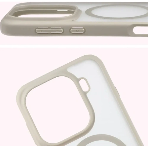 Etui z pierścieniem magnetycznym Bizon Case MatteO do Oppo Find X9 Pro przydymione-beżowe