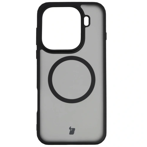 Etui z pierścieniem magnetycznym Bizon Case MatteO do Oppo Find X9 Pro przydymione-czarne