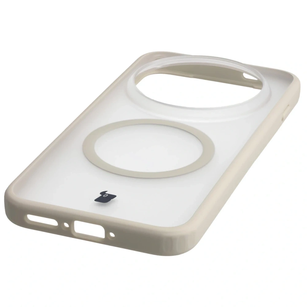 Etui z pierścieniem magnetycznym Bizon Case MatteO do Vivo X300 Pro przydymione-beżowe