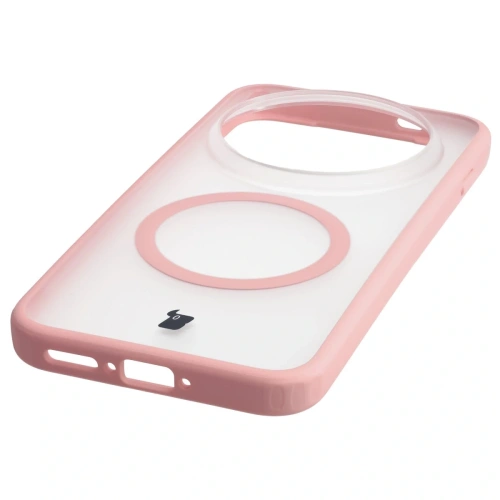 Etui z pierścieniem magnetycznym Bizon Case MatteO do Vivo X300 Pro przydymione-jasnoróżowe