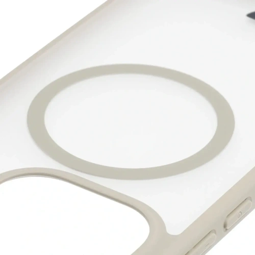 Etui z pierścieniem magnetycznym Bizon Case MatteO do Xiaomi 15T przydymione-beżowe