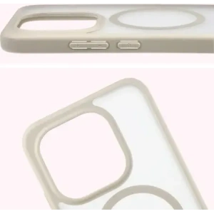 Etui z pierścieniem magnetycznym Bizon Case MatteO do Xiaomi 15T przydymione-beżowe