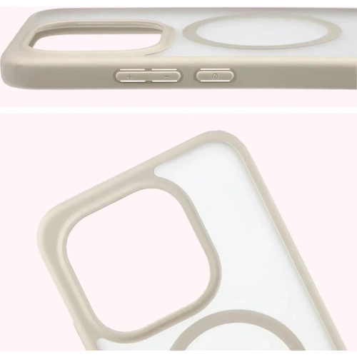 Etui z pierścieniem magnetycznym Bizon Case MatteO do Xiaomi 15T przydymione-beżowe