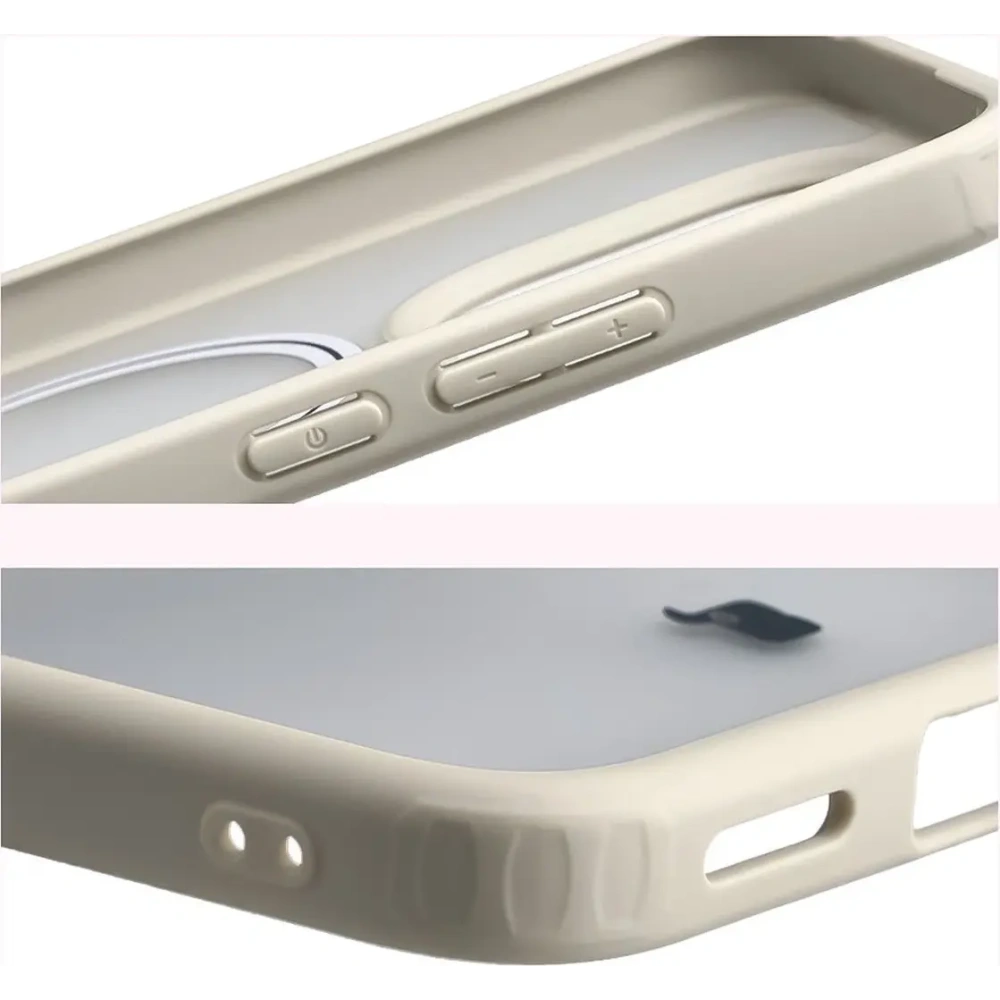 Etui z pierścieniem magnetycznym Bizon Case MatteO do Xiaomi 15T przydymione-beżowe