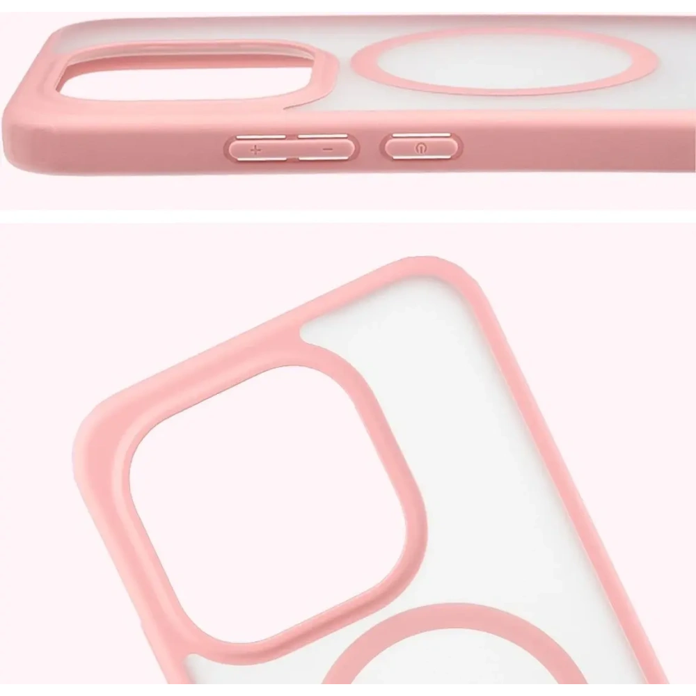 Etui z pierścieniem magnetycznym Bizon Case MatteO do Xiaomi 15T przydymione-jasnoróżowe