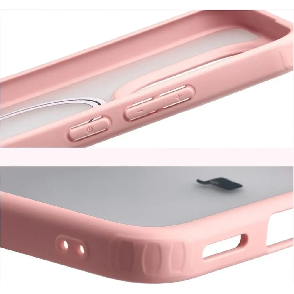 Etui z pierścieniem magnetycznym Bizon Case MatteO do Xiaomi 15T przydymione-jasnoróżowe