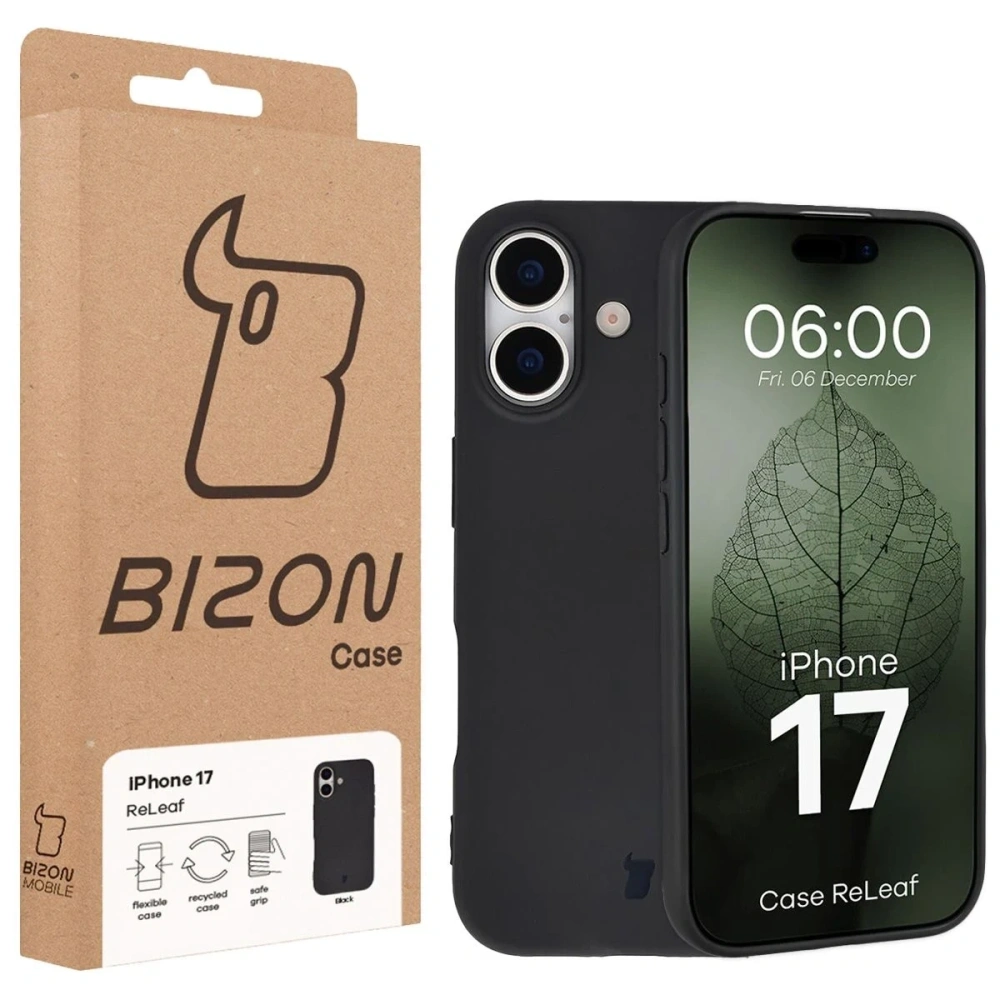 Etui z recyklingu Bizon Case ReLeaf do Apple iPhone 17 czarne