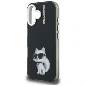 Etui Karl Lagerfeld IML Aquarelle Choupette & Logo do Apple iPhone 16 czarny