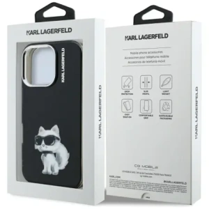 Etui Karl Lagerfeld IML Aquarelle Choupette & Logo do Apple iPhone 16 Pro czarny