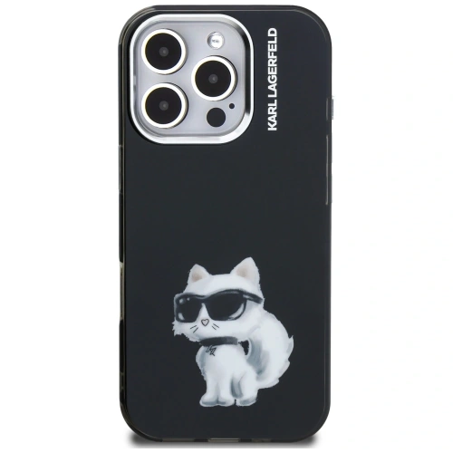 Etui Karl Lagerfeld IML Aquarelle Choupette & Logo do Apple iPhone 16 Pro Max czarny