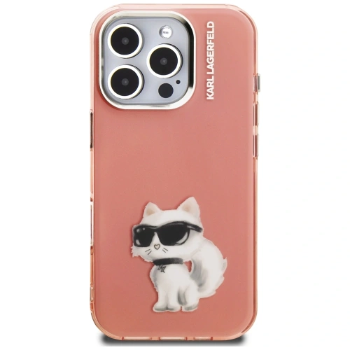 Etui Karl Lagerfeld IML Aquarelle Choupette & Logo do Apple iPhone 16 Pro różowy