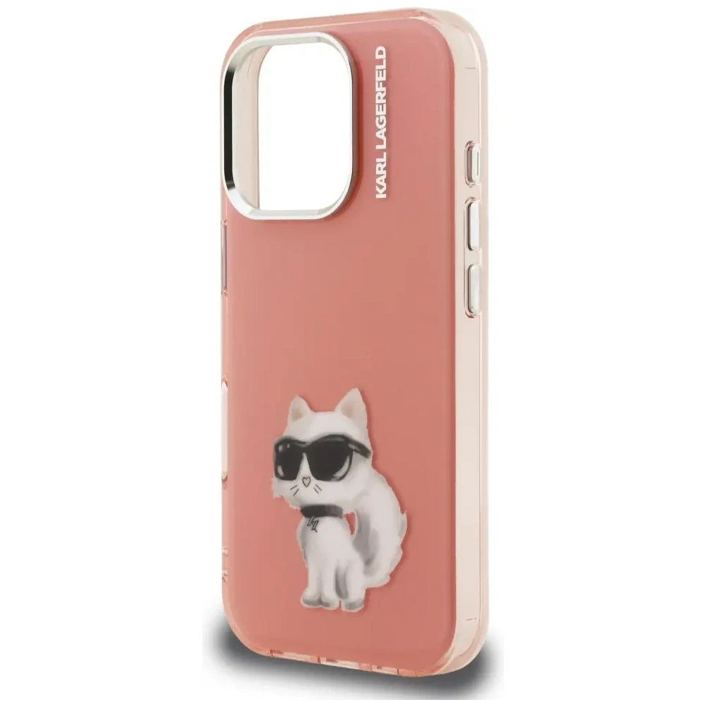 Etui Karl Lagerfeld IML Aquarelle Choupette & Logo do Apple iPhone 16 Pro różowy
