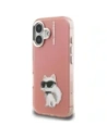 Etui Karl Lagerfeld IML Aquarelle Choupette & Logo do Apple iPhone 16 różowy