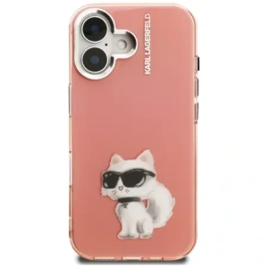 Etui Karl Lagerfeld IML Aquarelle Choupette & Logo do Apple iPhone 16 różowy