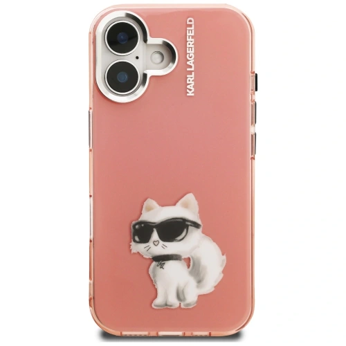 Etui Karl Lagerfeld IML Aquarelle Choupette & Logo do Apple iPhone 16 różowy