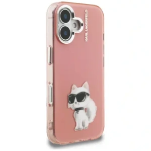 Etui Karl Lagerfeld IML Aquarelle Choupette & Logo do Apple iPhone 16 różowy